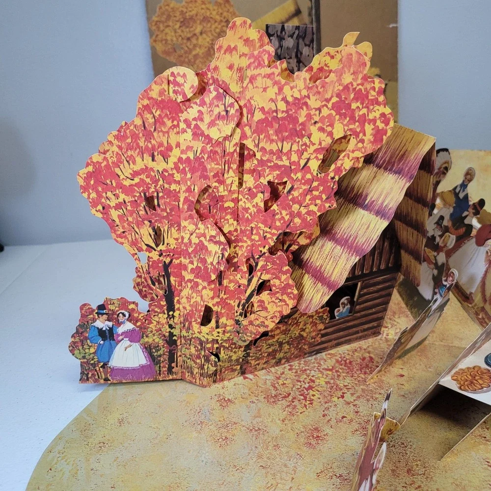 Hallmark Pop-up Thanksgiving Vintage Paper First Dinner Pilgrim Indian Decor